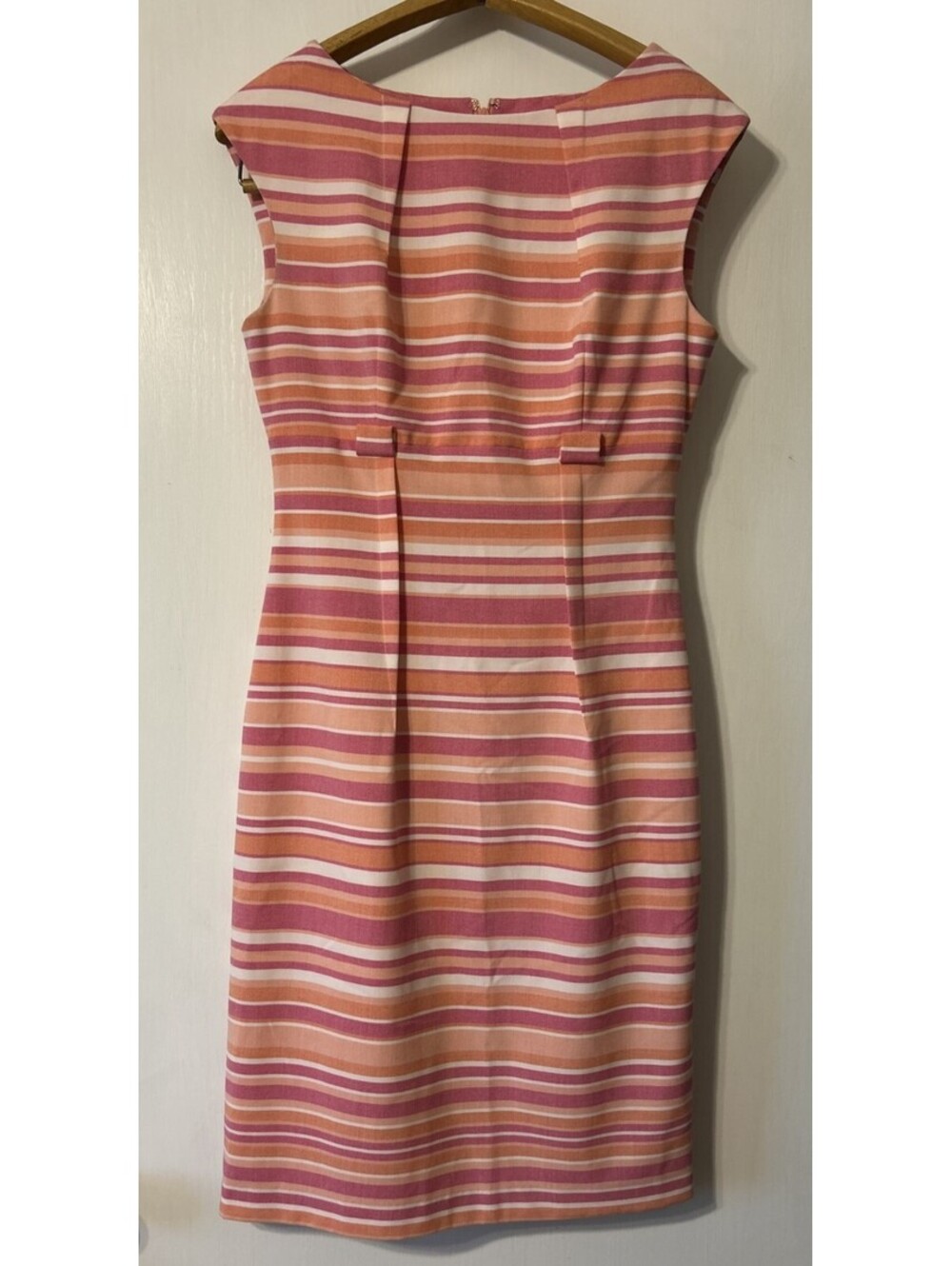 Calvin Klein Pink Orange White Striped Pencil Dress Sleeveless size 4